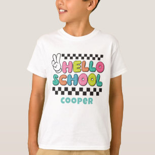 Retrô fofo de volta à camiseta dos meninos da esco