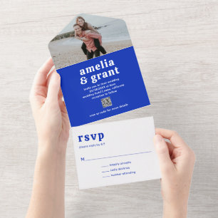 Retro Font Royal Blue QR Code Foto: Casamento Mode