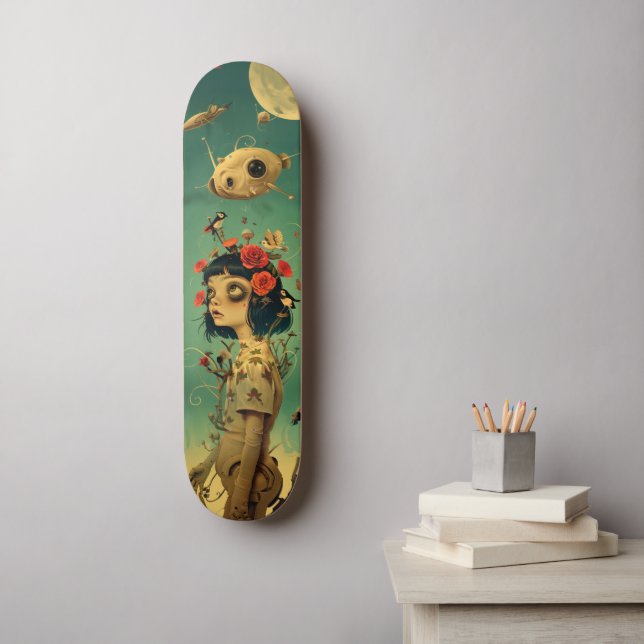 Retro-futurist fantasy wall art skateboard (Arte de parede)