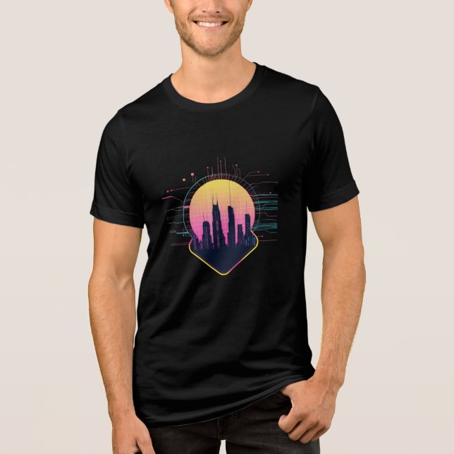 Retro Futuristic Neon Cityscape Tech (Frente)