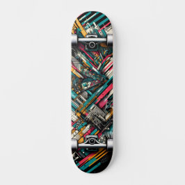 Retro-Futuristic Tech Street Art Skateboard 10