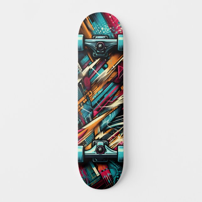 Retro-Futuristic Tech Street Art Skateboard 11 (Frente)