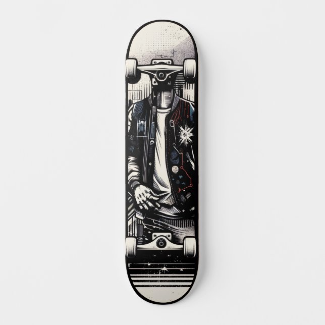 Retro-Futuristic Tech Street Art Skateboard 18 (Frente)