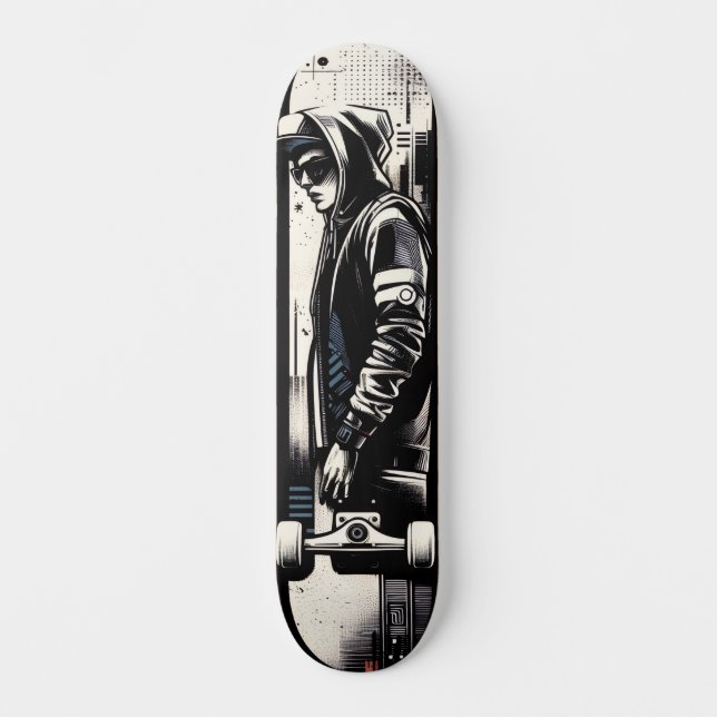 Retro-Futuristic Tech Street Art Skateboard 19 (Frente)