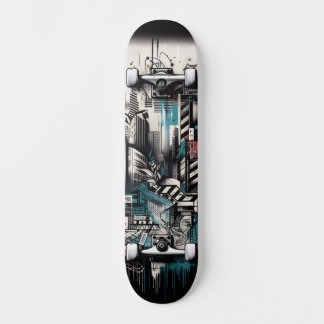 Retro-Futuristic Tech Street Art Skateboard 2