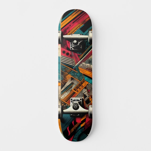 Retro-Futuristic Tech Street Art Skateboard 40 (Frente)