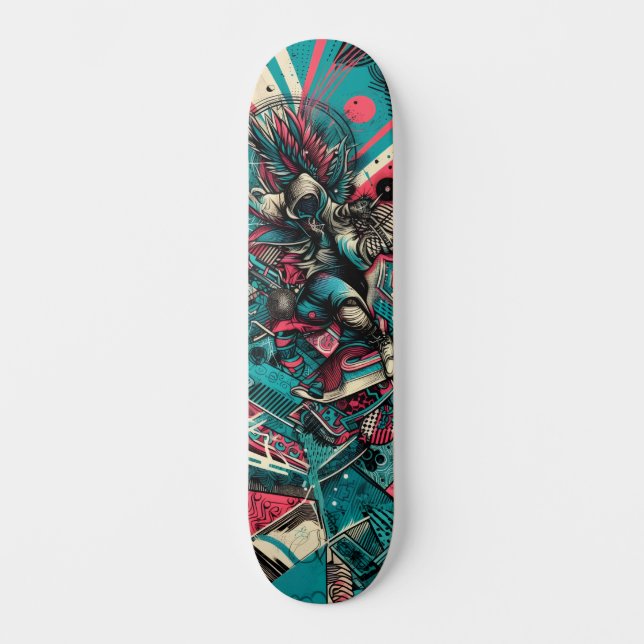 Retro-Futuristic Tech Street Art Skateboard 7 (Frente)