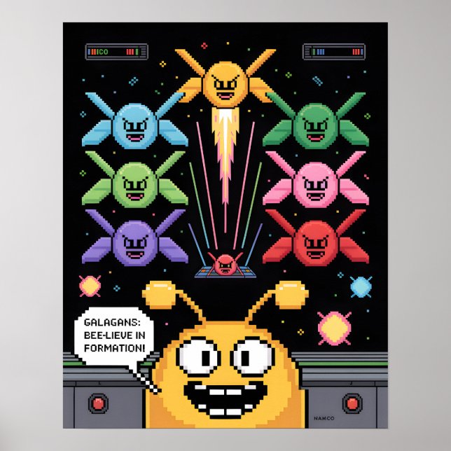 Retro Galaga Galagans Poster (Frente)