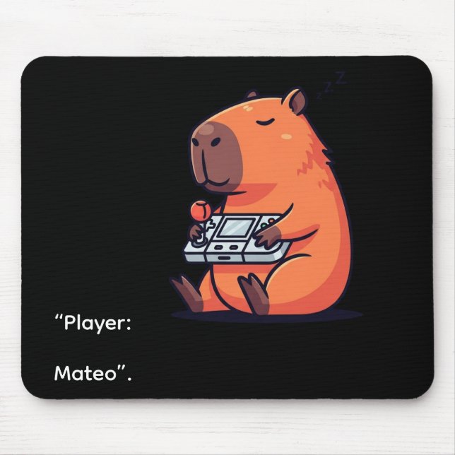 Retro Gamer Capybara Mousepad – Old School Vibes (Frente)