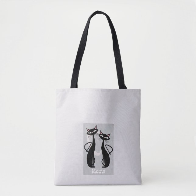 Retro Gats Engraçado Tote Bag - Reprodução e Na mo (Frente)