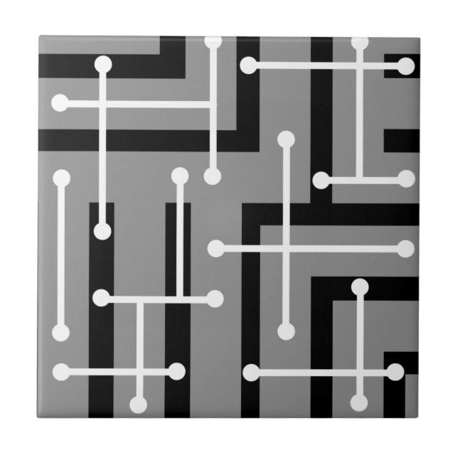 Retro Geometric Art Maze Gray (Frente)