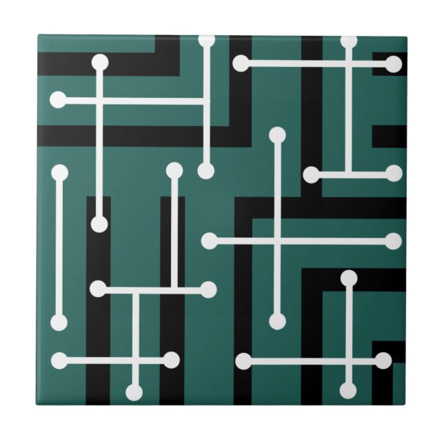 Retro Geometric Art Maze Teal (Frente)