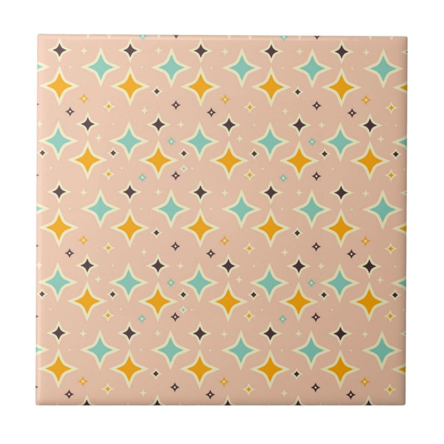 Retro geometric pattern with teal, orange, black (Frente)