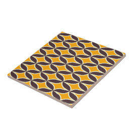 Retro geometric pattern yellow and brown leaf