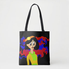 Retro Girl Black Tote Bag