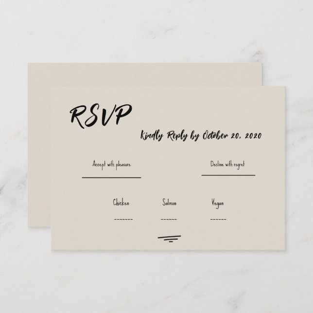 Retro Grey Hand Written Scribble Wedding RSVP  (Frente/Verso)