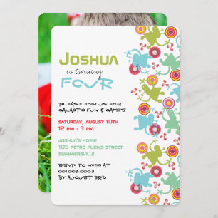 Retro Groovy Aliens Crianças Foto Convite de Anive