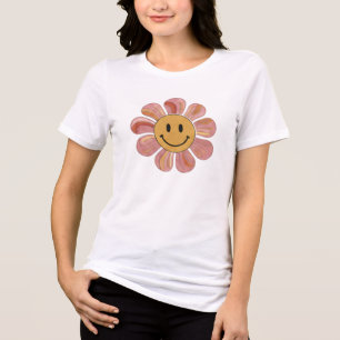 Retro Groovy Carinha Sorridente Flor Pastel Floral