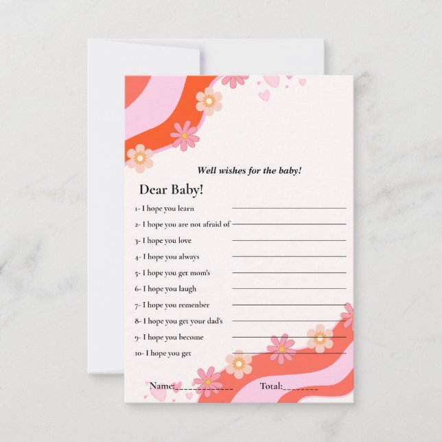 Retro Groovy deseja o cartão de jogo do chá de fra (Frente)