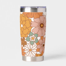 Retro Groovy Floral White Tumbler