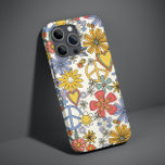 Retro Groovy Hippie Flores Corações<br><div class="desc">Retro Groovy Hippie Flowers Hearts iPhone Smart Capa de telefone apresenta um padrão retrógrado de flores,  corações românticos e sinais de paz. Perfeito como presente para Natal,  aniversário,  Dia de as mães,  melhores amigos e muito mais. Concebido por © Evco Studio www.zazzle.com/store/evcostudio</div>