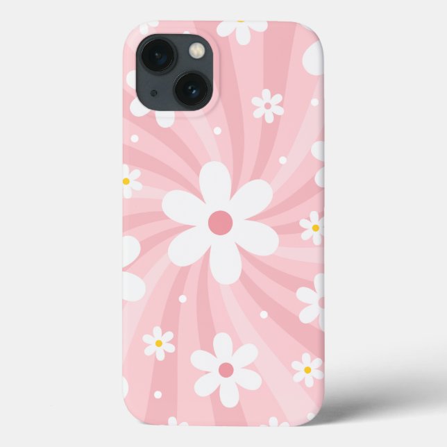 Retro Groovy Pink Sunshine Daisy Floral Hippie (Verso)