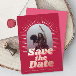 Retro Groovy Viva Magenta Foto Salva a Data