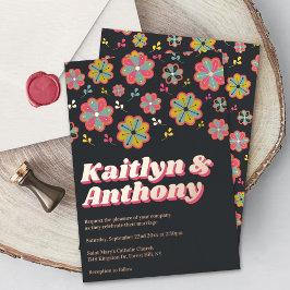 Retro Groovy Wedding Real com Energia Flor 70