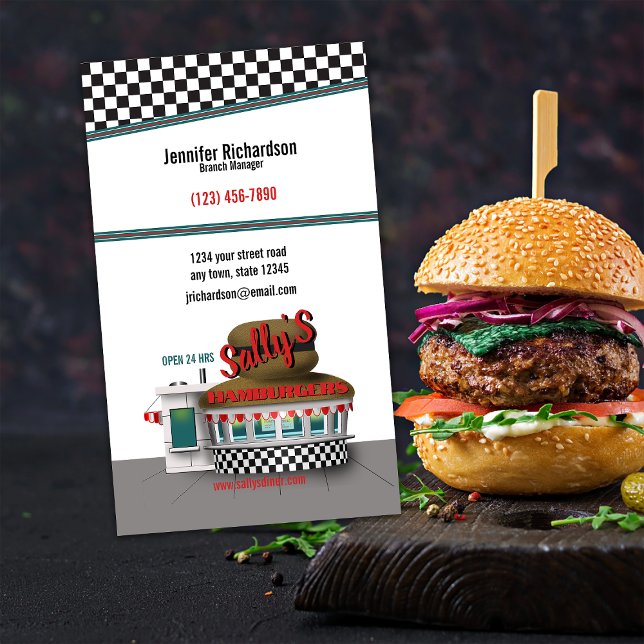 Retro Hamburger Stand Cartão de visita (Criador carregado)