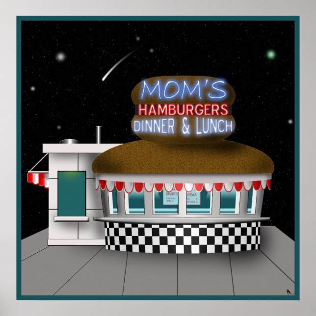 Retro Hamburger Stand Poster (Frente)