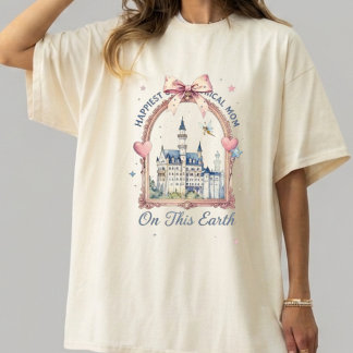 Retro Happiest Mom on Earth Shirt, Coquette Bow Di