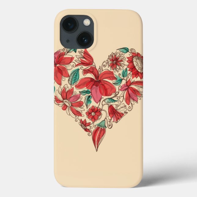 Retro heart of flowers love symbol (Verso)