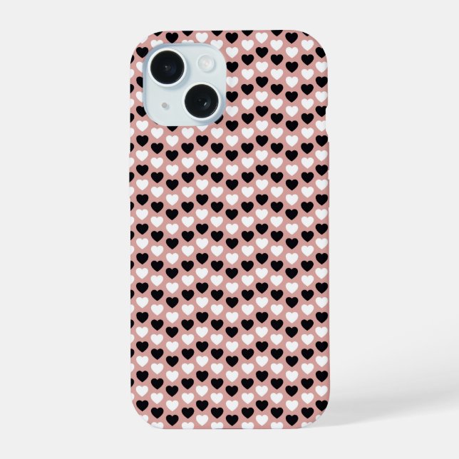 Retro Hearts Pink Black & White (Verso)