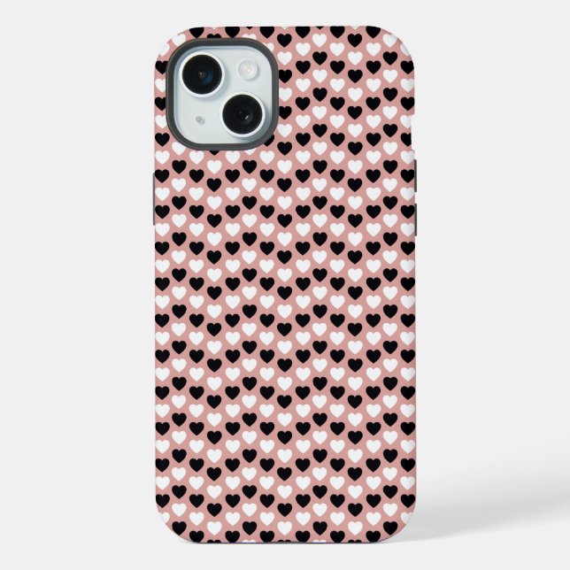 Retro Hearts Pink Black & White (Verso)