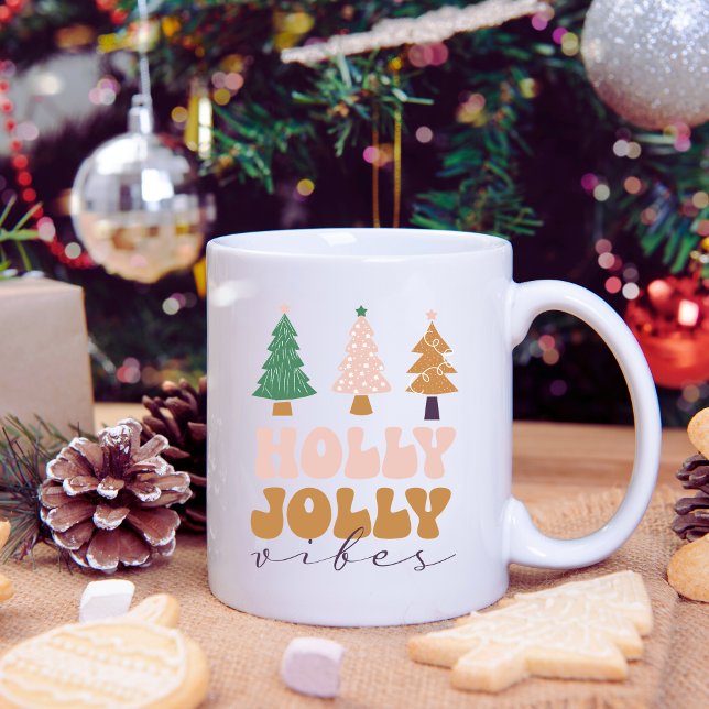 Retro Holly Jolly Vibes A Caneca De Natal (Criador carregado)