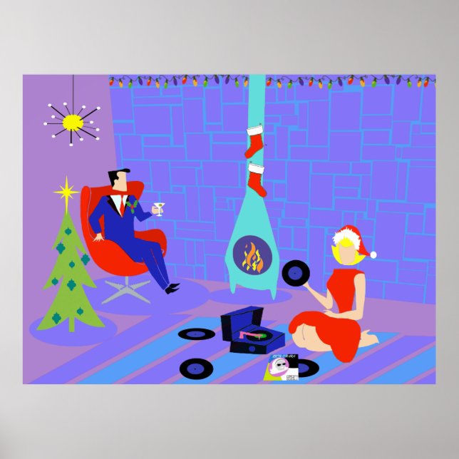 Retro Home para a Poster de Natal de Férias (Frente)