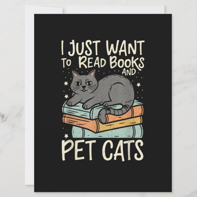 Retro I Just Want to Read Books and Pet Cats Cat (Frente)