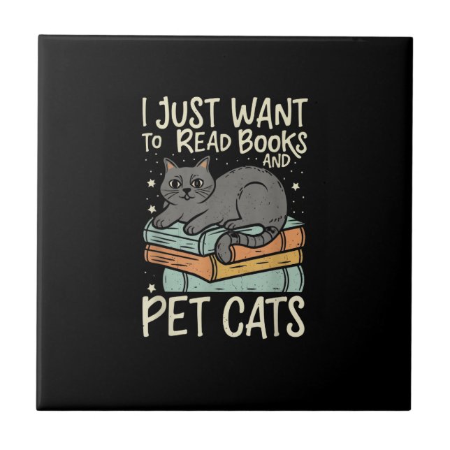 Retro I Just Want to Read Books and Pet Cats Cat (Frente)