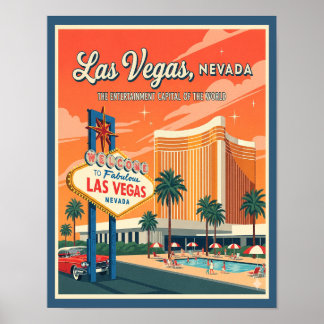 Retro Las Vegas Poster de viagens Nevada