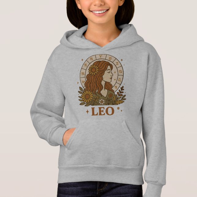 Retro Leo Zodíaco Boho Floral Astrologia (Frente)