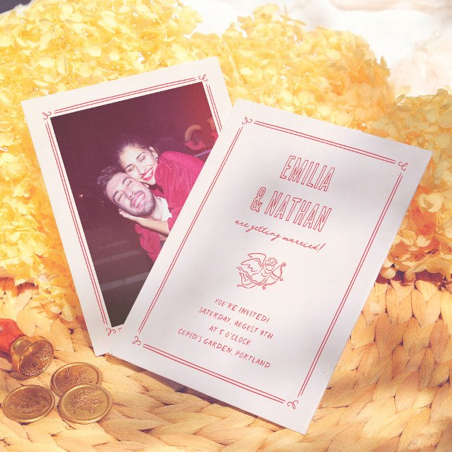 Retro Love Struck Hand Drawn Cupid Budget Wedding (Criador carregado)