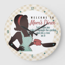 Retro Mães Diner lingo fritura relógio da cozinha