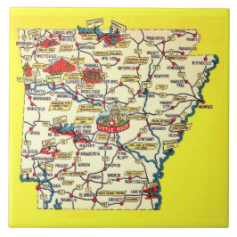 Retro Map of Arkansas Ceramic Tile