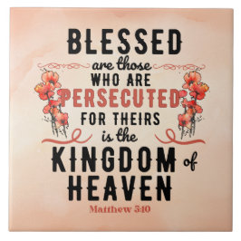 Retro Matthew 5:10 Poppies Watercolor