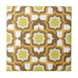 Retro Mediterrâneo Amarelo Marrom Branco