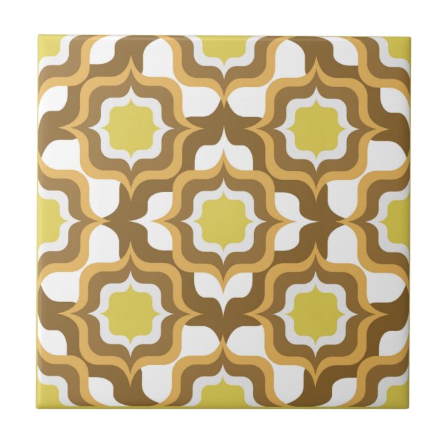 Retro Mediterrâneo Amarelo Marrom Branco (Frente)