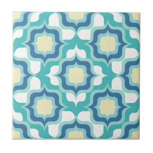 Retro Mediterrâneo Azul Branco Bege