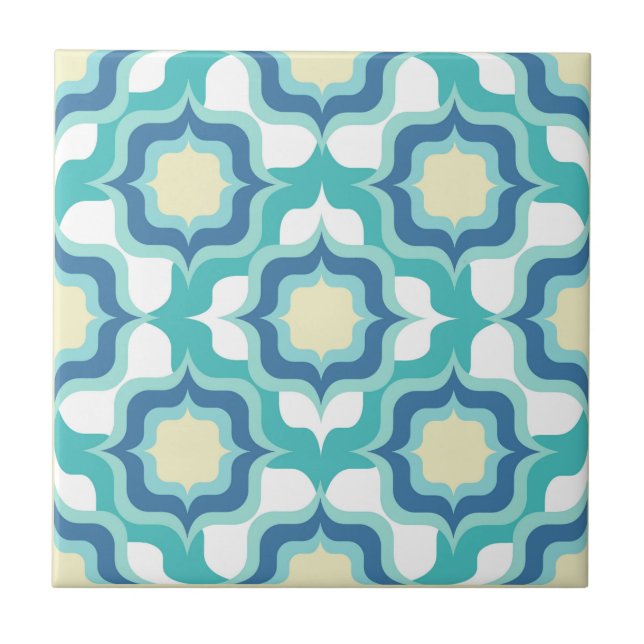 Retro Mediterrâneo Azul Branco Bege (Frente)