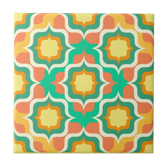 Retro Mediterrâneo Laranja Verde Amarelo Branco (Frente)