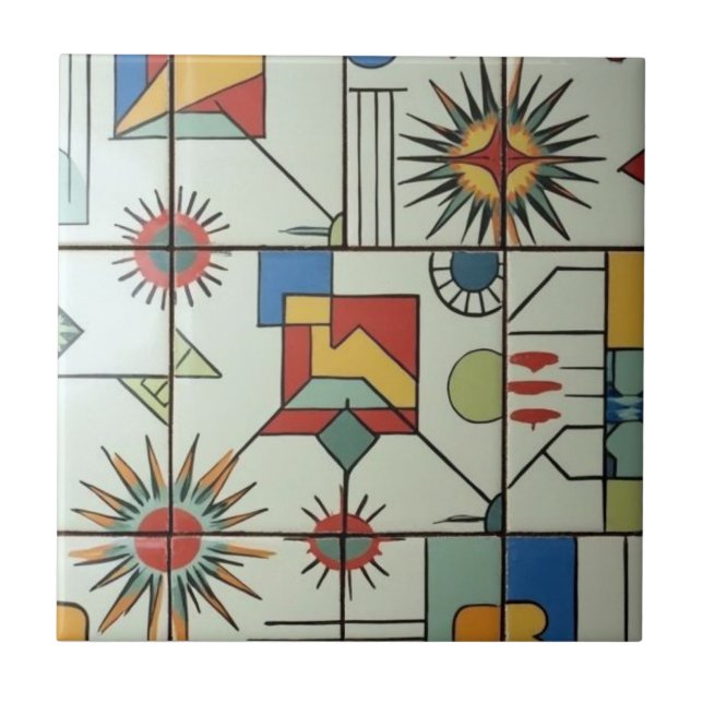 Retro Mid Century Modern Atomic Geometric Pattern (Frente)